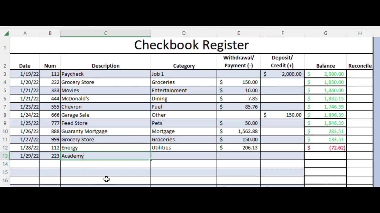Checkbook Register Excel Spreadsheet Etsy Checkbook Register Excel Spreadsheet Etsy