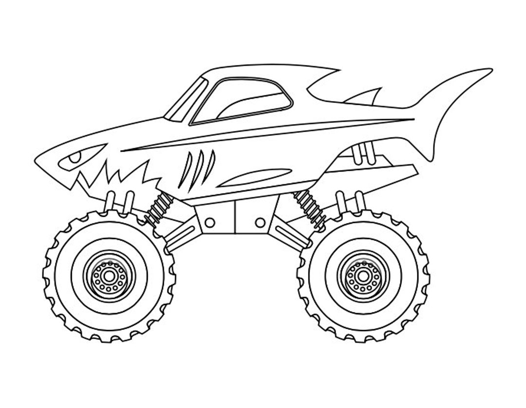 Children s Monster Truck Coloring Pages Etsy