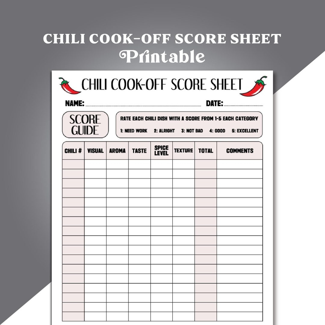 chili cook off judges sheet chili cook off judges sheet