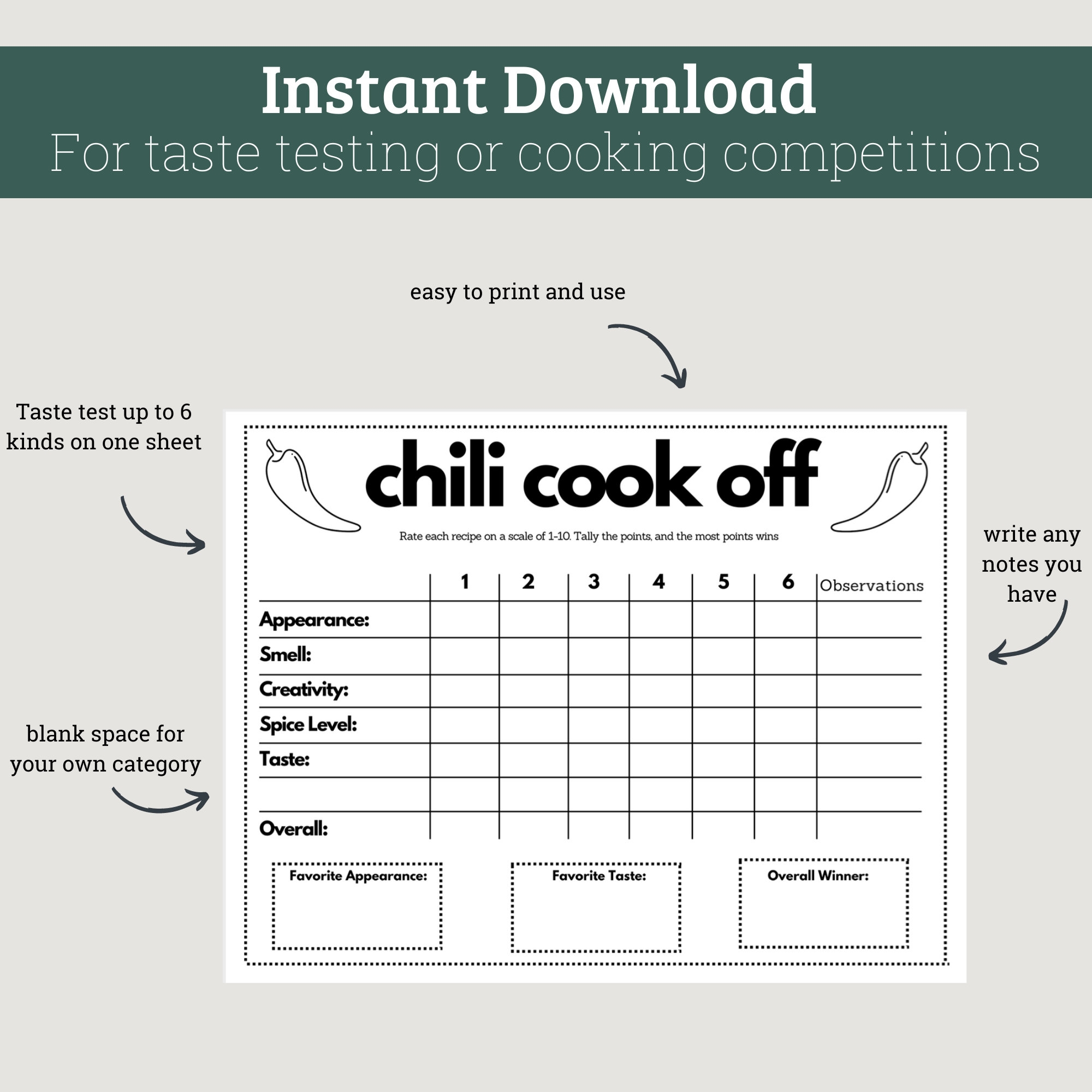 Chili Cook off Taste Testing Scorecard Printable For Parties And Competitions Etsy Chili Cook off Taste Testing Scorecard Printable For Parties And Competitions Etsy