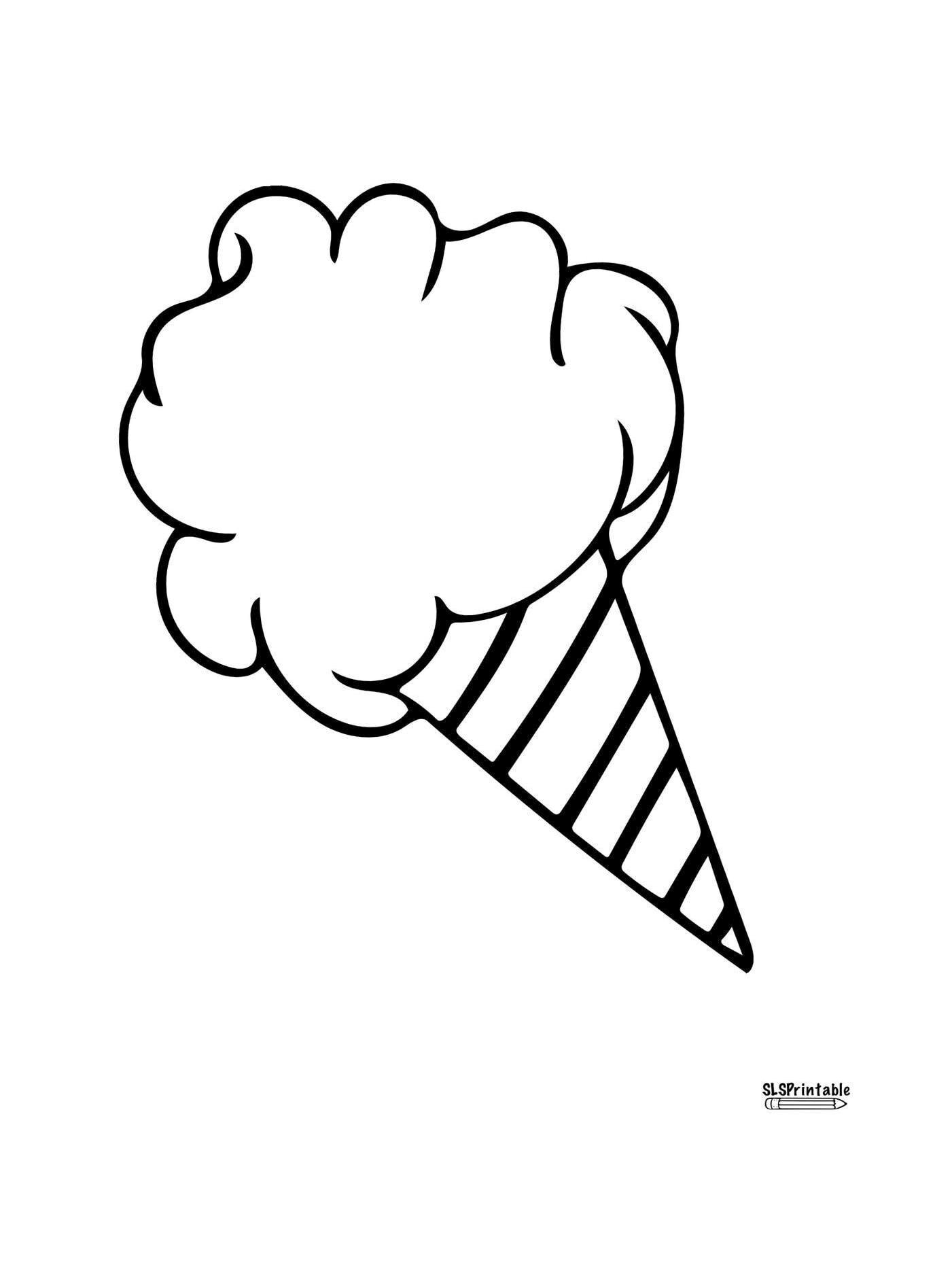 Classic Cotton Candy Drawing Coloring Page printable Image PNG File In Black And White Hand Drawn And Digitized Instant Download Etsy India