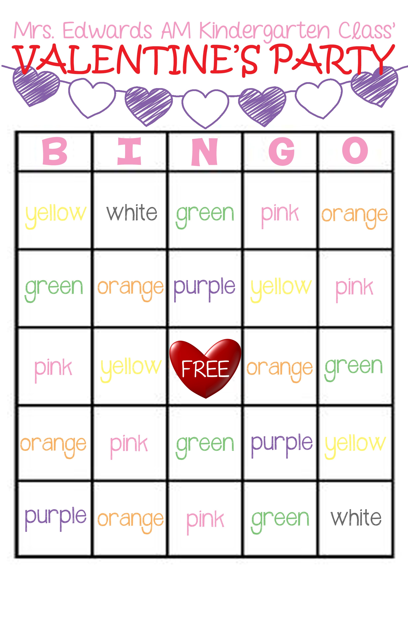 free printable valentines bingo
