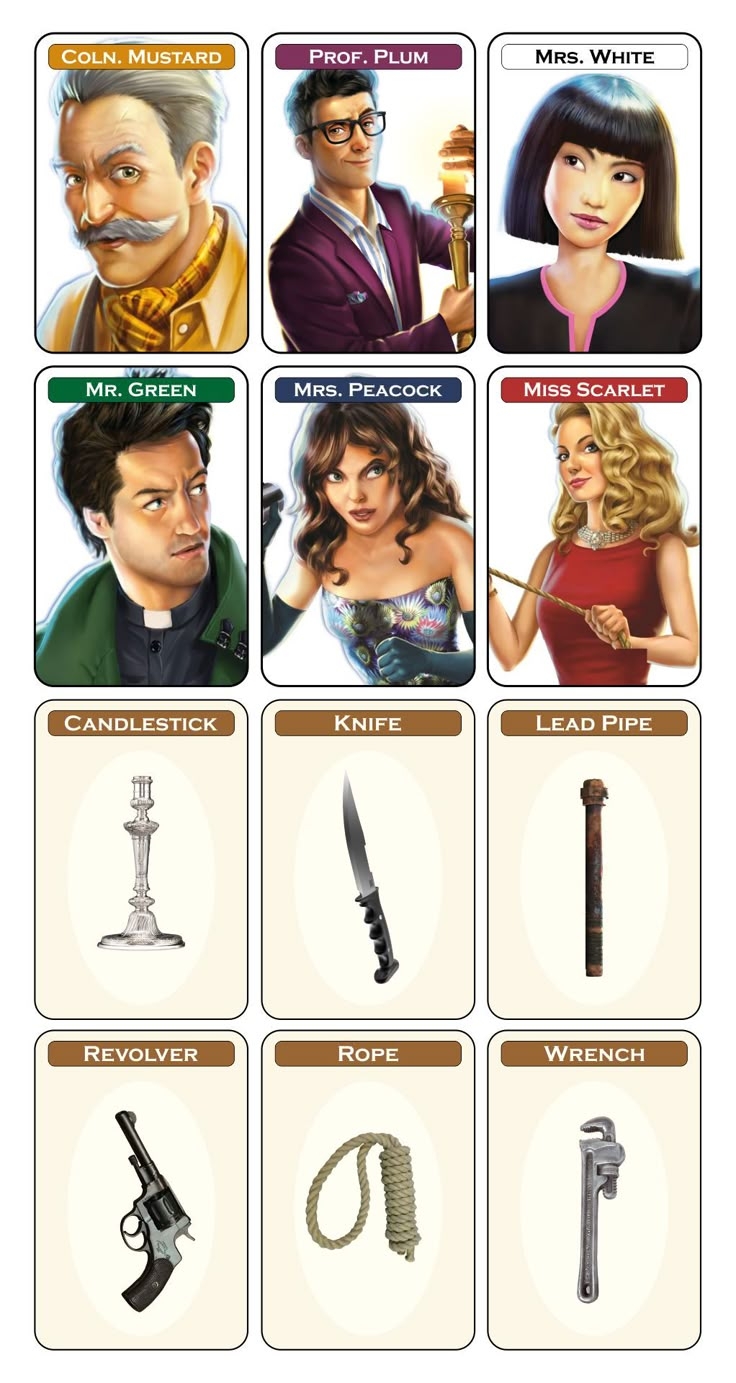 Clue Board Game 10 Free PDF Printables Printablee Clue Board Game Clue Games Printable