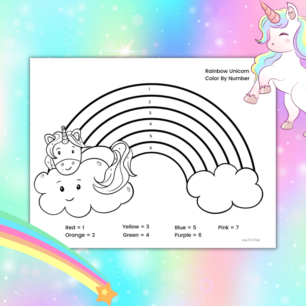 Color By Number Unicorn Coloring Pages 100 Free 