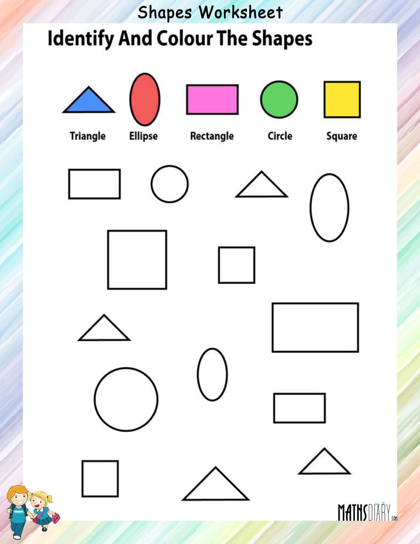 Color The Shapes Worksheets Math Worksheets MathsDiary Color The Shapes Worksheets Math Worksheets MathsDiary