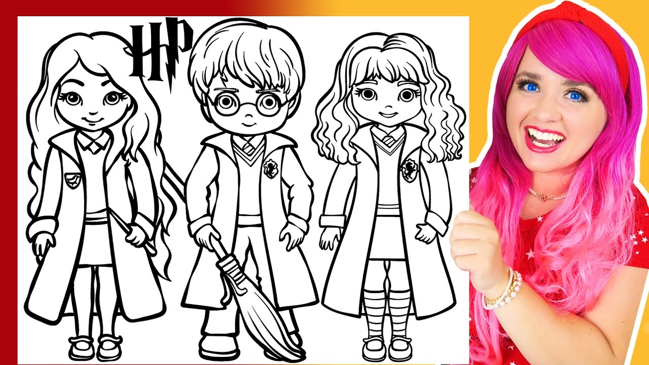Coloring Cute Harry Potter Hermione Granger Luna Lovegood Chibi Coloring Pages Ohuhu Markers YouTube