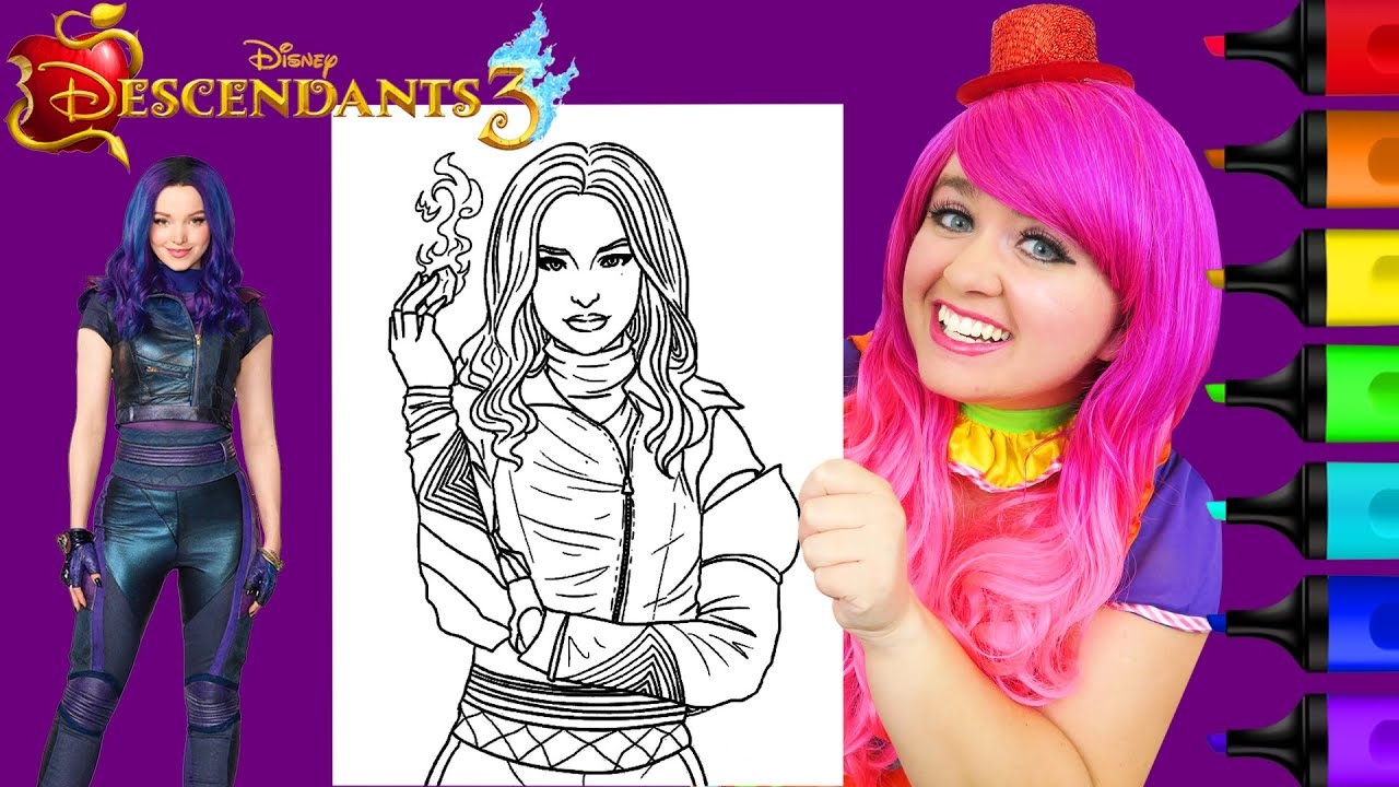 Coloring Mal Descendants 3 Disney Coloring Page Prismacolor Markers KiMMi THE CLOWN YouTube