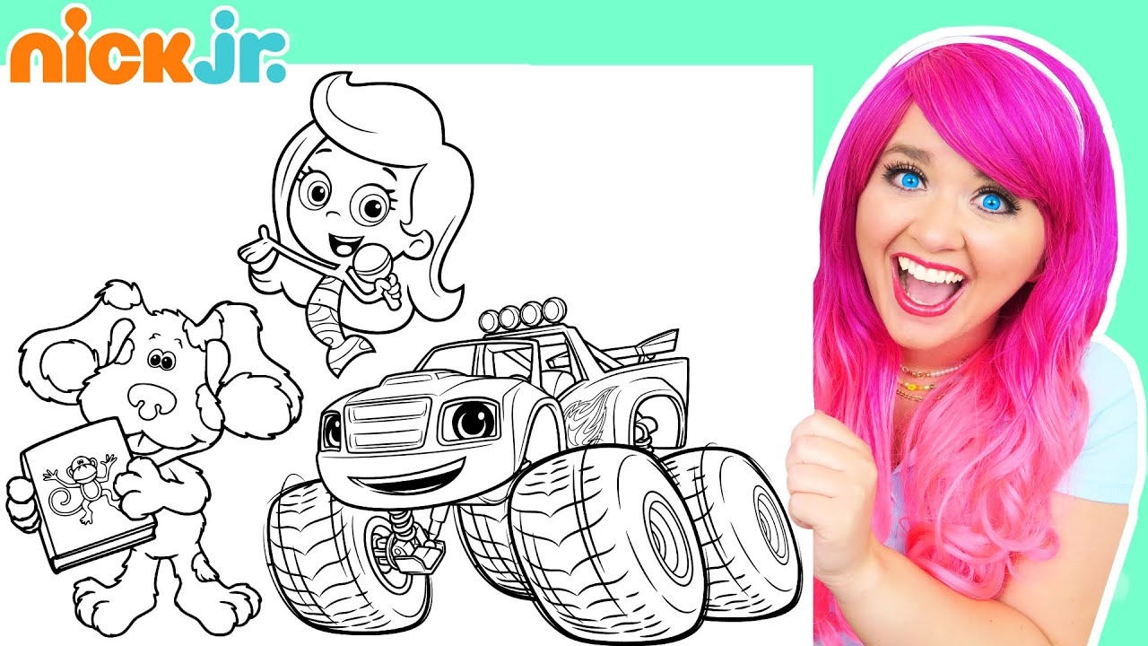 Coloring Nick Jr Coloring Pages Bubble Guppies Blue s Clues Peppa Pig Blaze YouTube