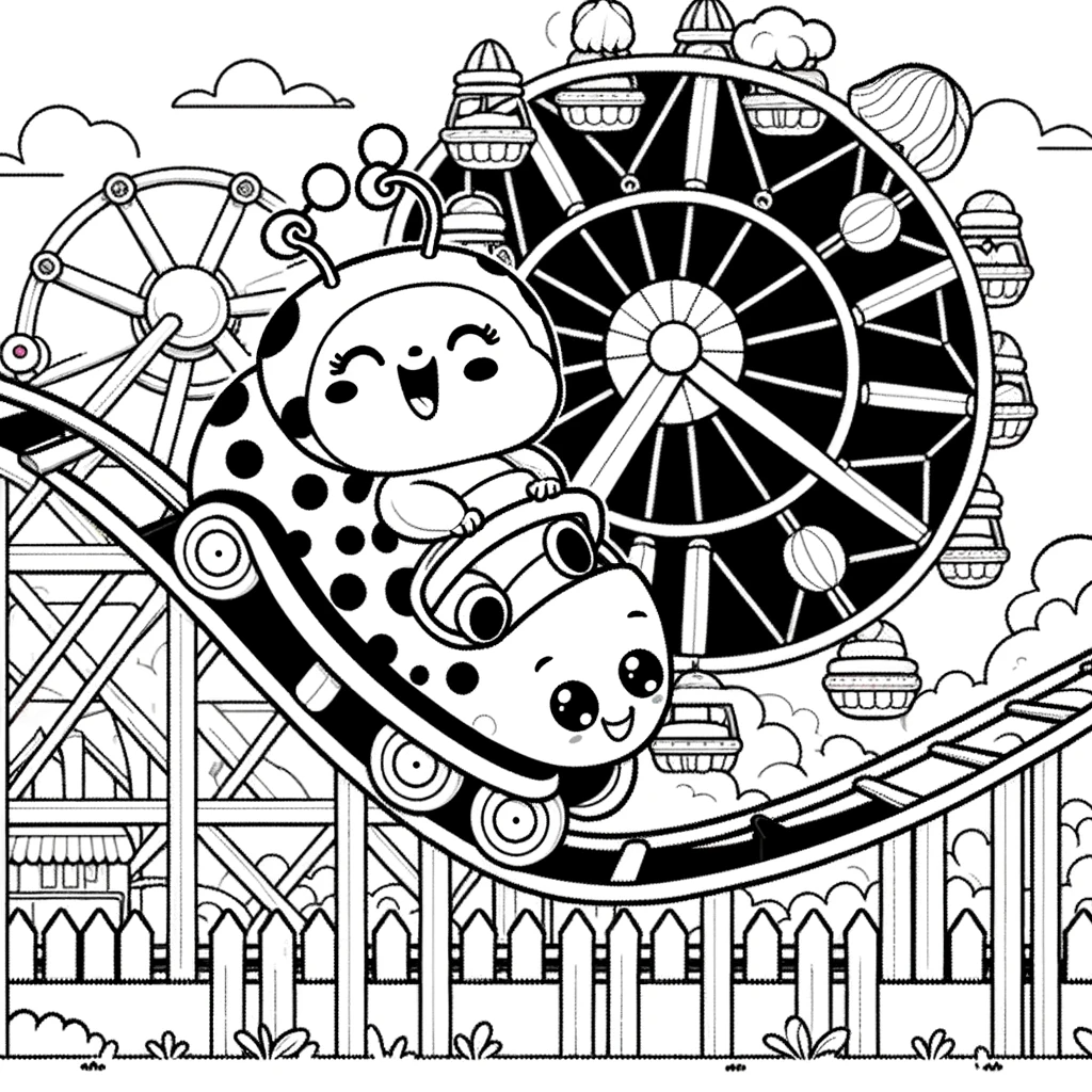 Coloring Page Adventurous Roller Coaster Color Page For Kids