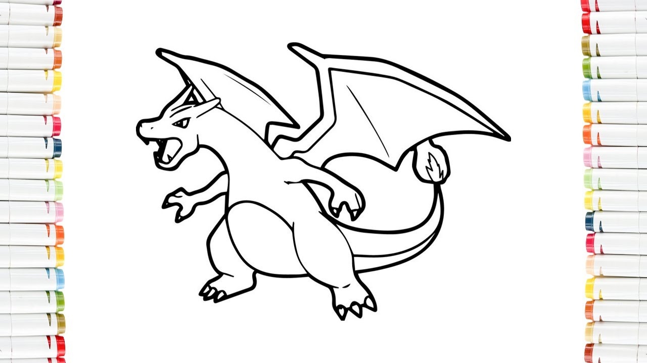 Coloring Page Charizard Step by step Tutorial Pok mon YouTube