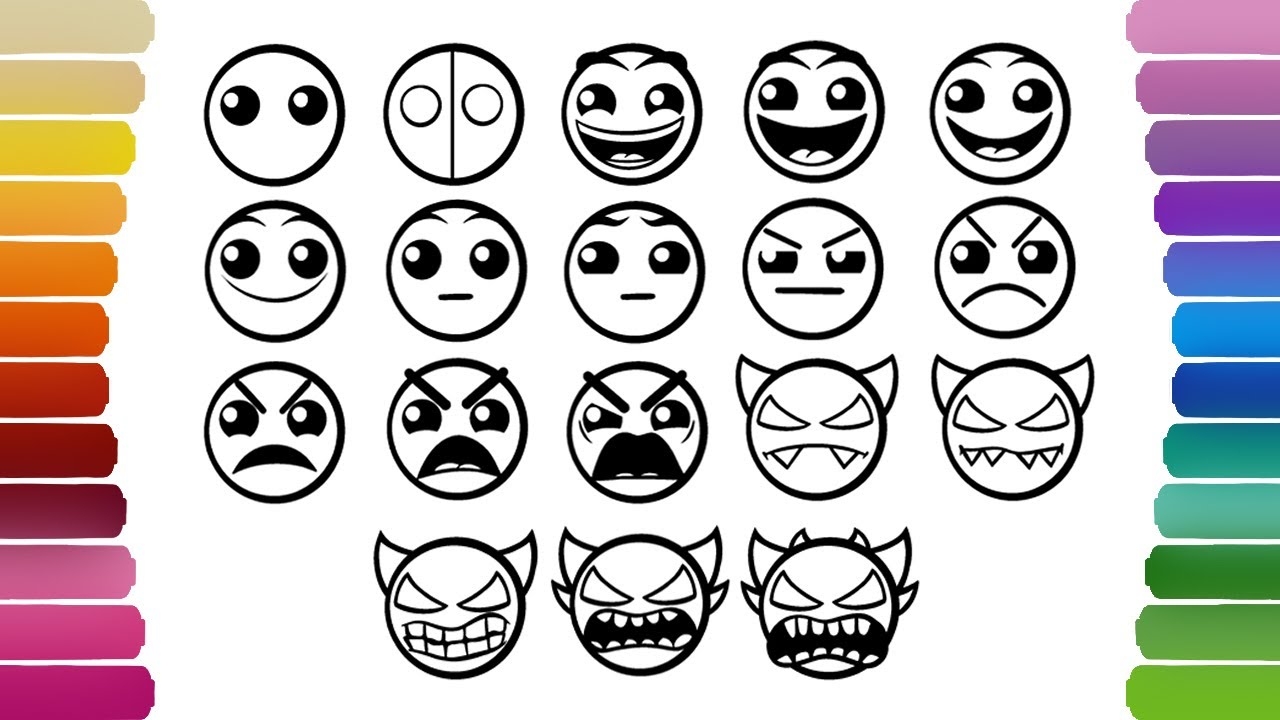 Coloring Pages All Geometry Dash Difficulty Faces How To Color FIRE IN THE HOLE YouTube