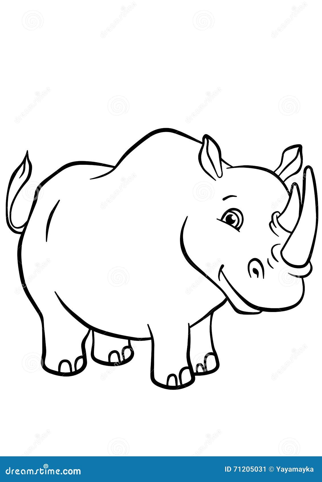 Coloring Pages Animals Cute Rhinoceros Stock Vector Illustration Of Colour Animal 71205031