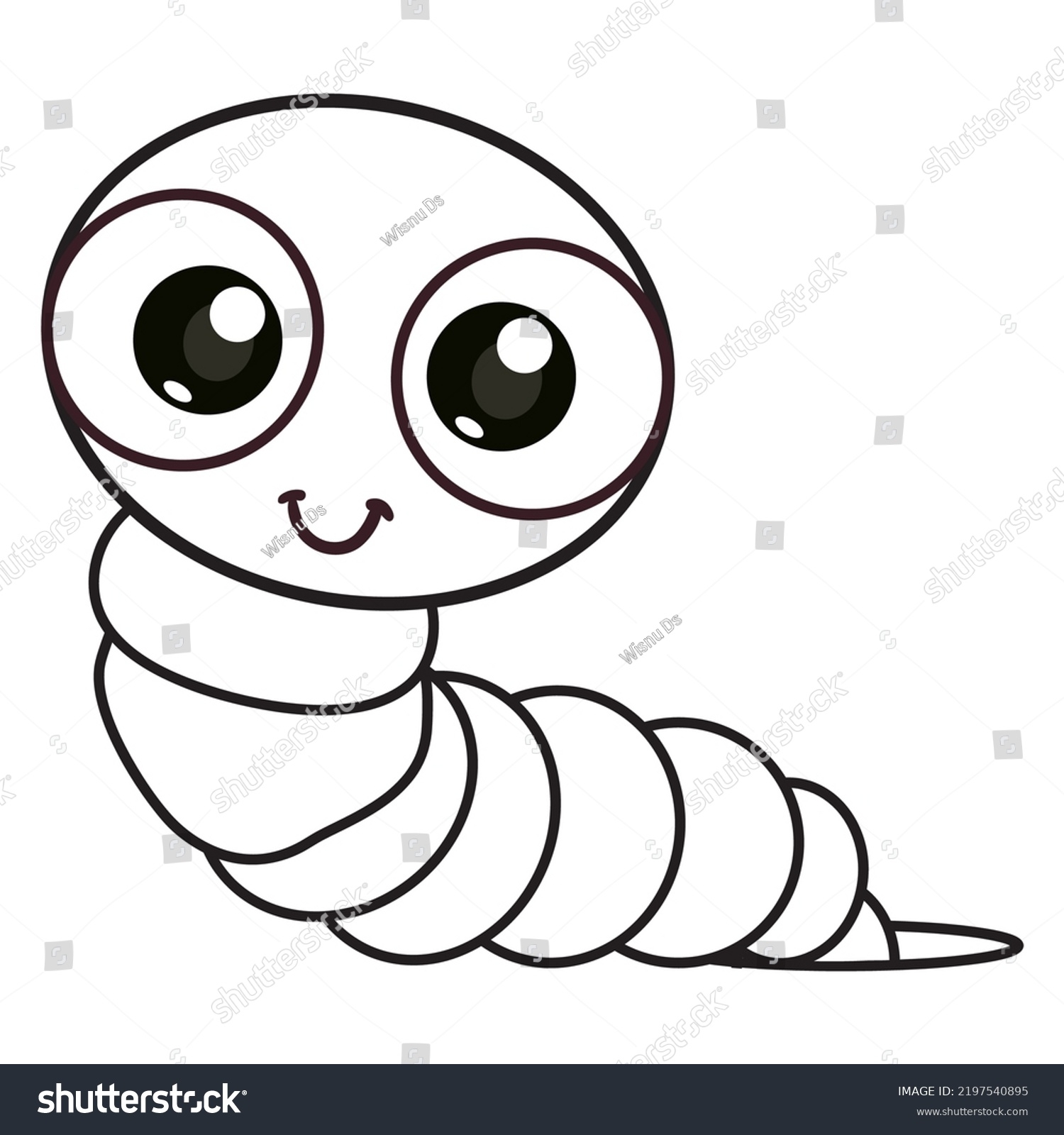 Coloring Pages Books Kids Cute Worm Stock Vector Royalty Free 2197540895 Shutterstock