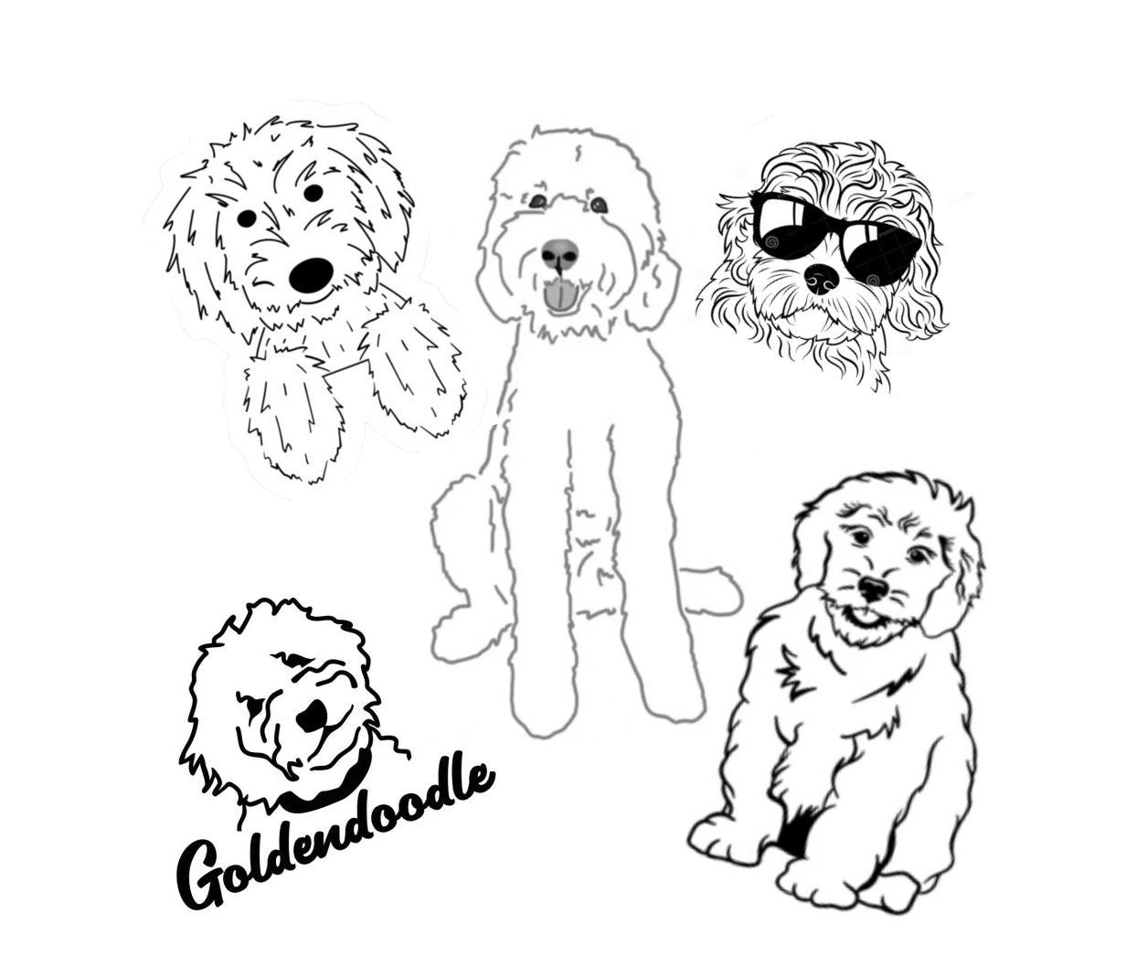 Coloring Pages Goldendoodle Digital Downloadable Coloring Pages Etsy
