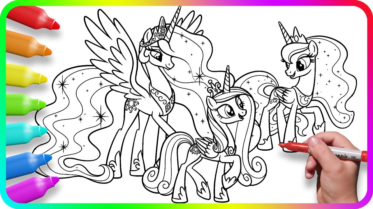 Coloring Pages MY LITTLE PONY How To Draw Princess Celestia Cadence Luna Drawing Tutorial Art YouTube
