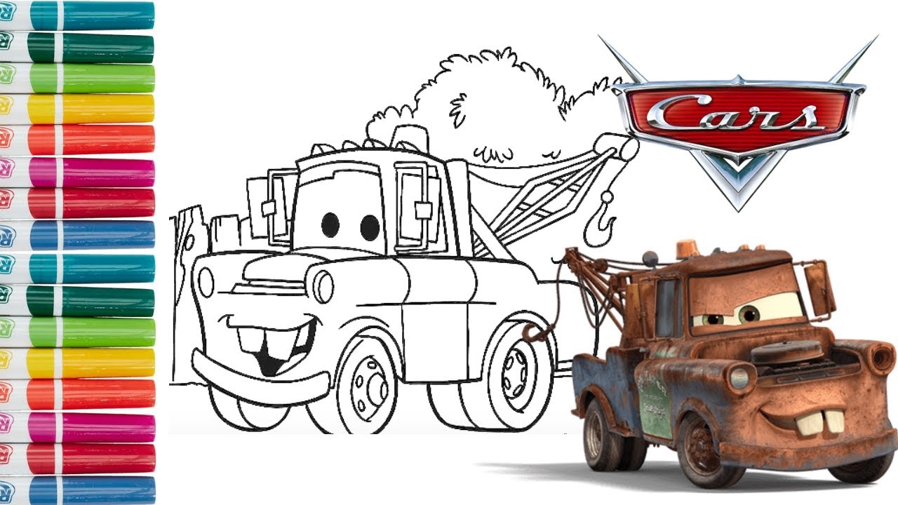 Coloring Tow Mater From Cars DIY Disney Pixar Coloring Pages YouTube