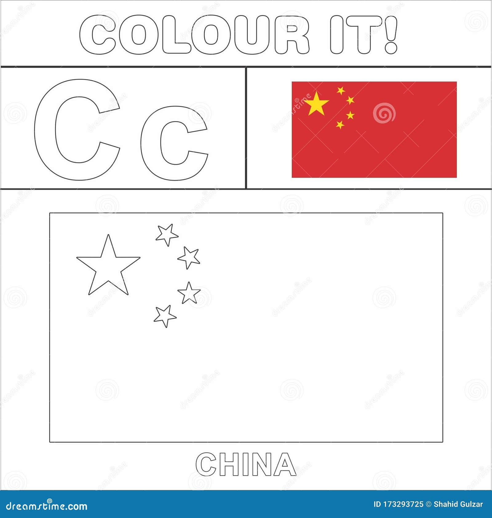 Colour It Kids Colouring Page Country Starting From English Letter C China How To Color Flag Stock Illustration Illustration Of Page China 173293725