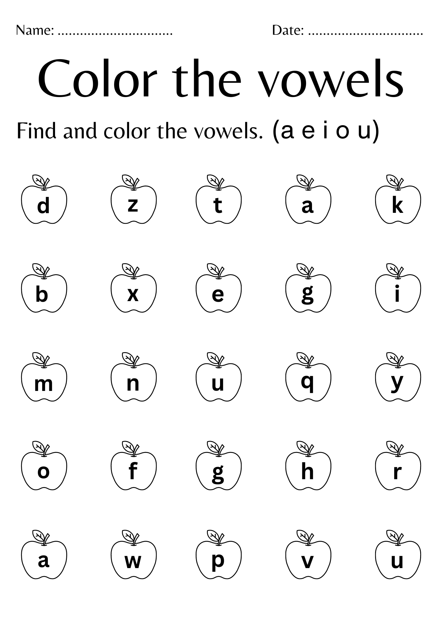 Colour The Vowels Worksheets For Kindergarten A E I O U Vowels Coloring Sheets Made By Teachers
