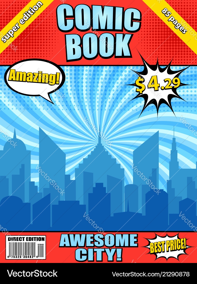 Comic Book Cover Cityscape Royalty Free Vector VectorStock Comic Book Cover Cityscape Royalty Free Vector VectorStock