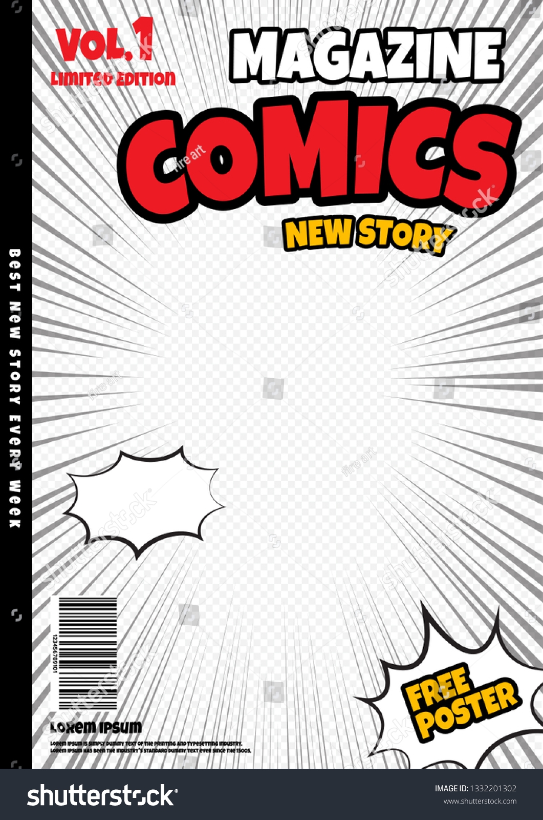 Comic Book Cover Page Template Design Stock Vector Royalty Free 1332201302 Shutterstock