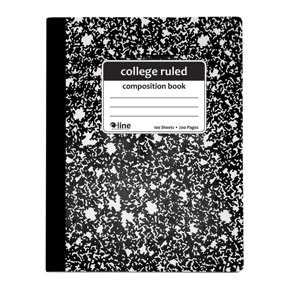 Composition Notebook 100 Page College Ruled Black Marble CLI22022 C Line Products Inc Note