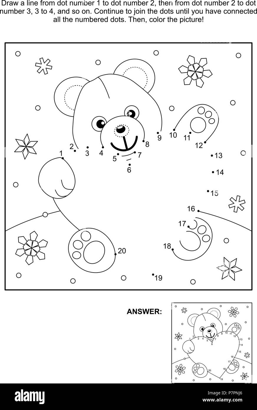 Connect Dots Coloring Page Teddy Black And White Stock Photos Images Alamy