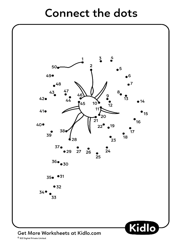 Connect The Dots 1 50 Activity Worksheet 01 Kidlo