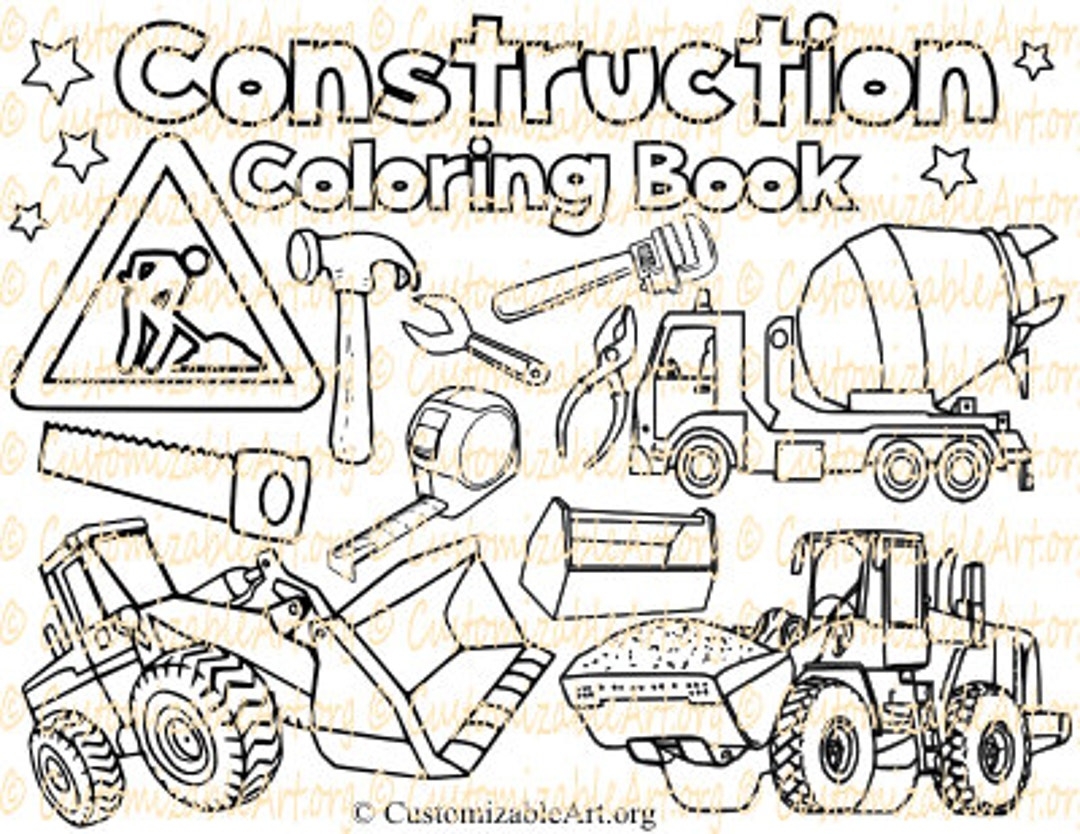 Construction Coloring Book Digital Construction Coloring Pages Sheets Construction Party Zone Site Vehicle Truck Kids Boys Coloring Book PDF Etsy