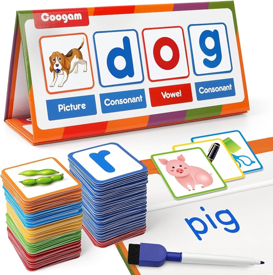 Coogam CVC Word Generator Magnetic Desktop CVC Word Reader And Spelling Toy Montessori Educational Language Toy For Kids 3 To 4 5 Years Amazon nl Toys Games