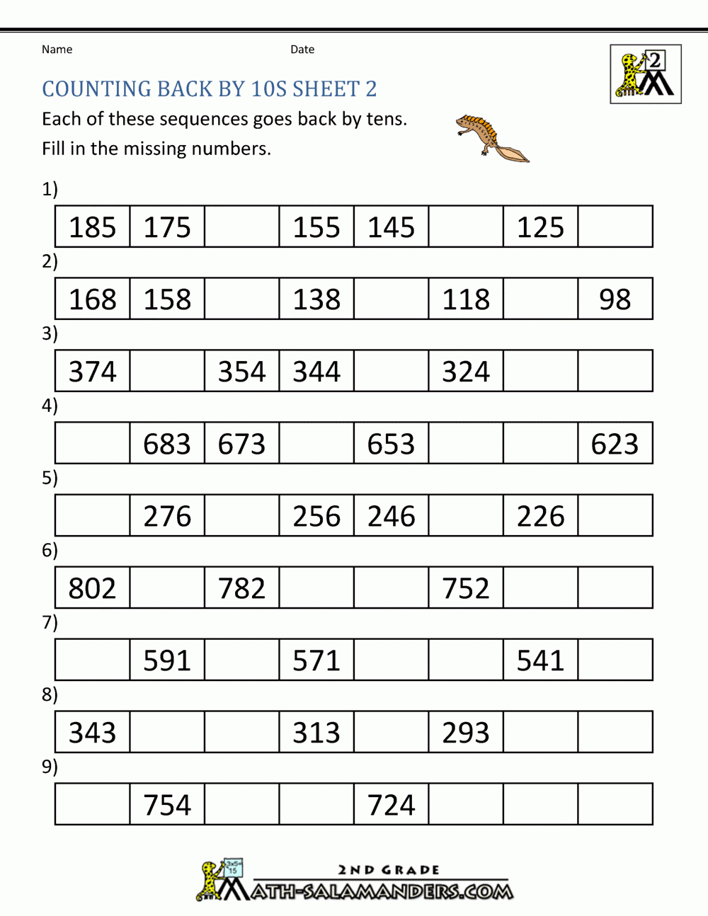 Count By Tens Worksheets