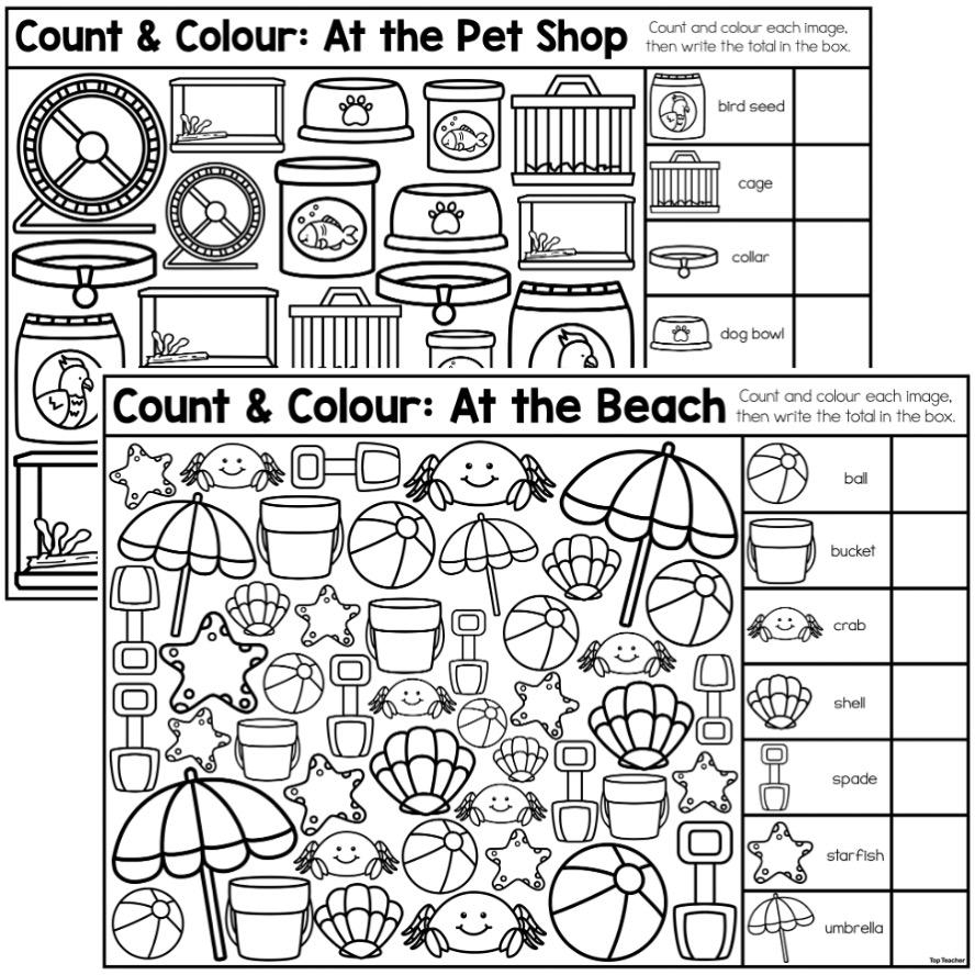 Count Colour At The Counting To 10 Worksheets Top Teacher