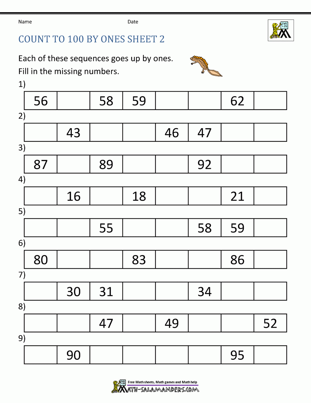 Count To 100 By Ones