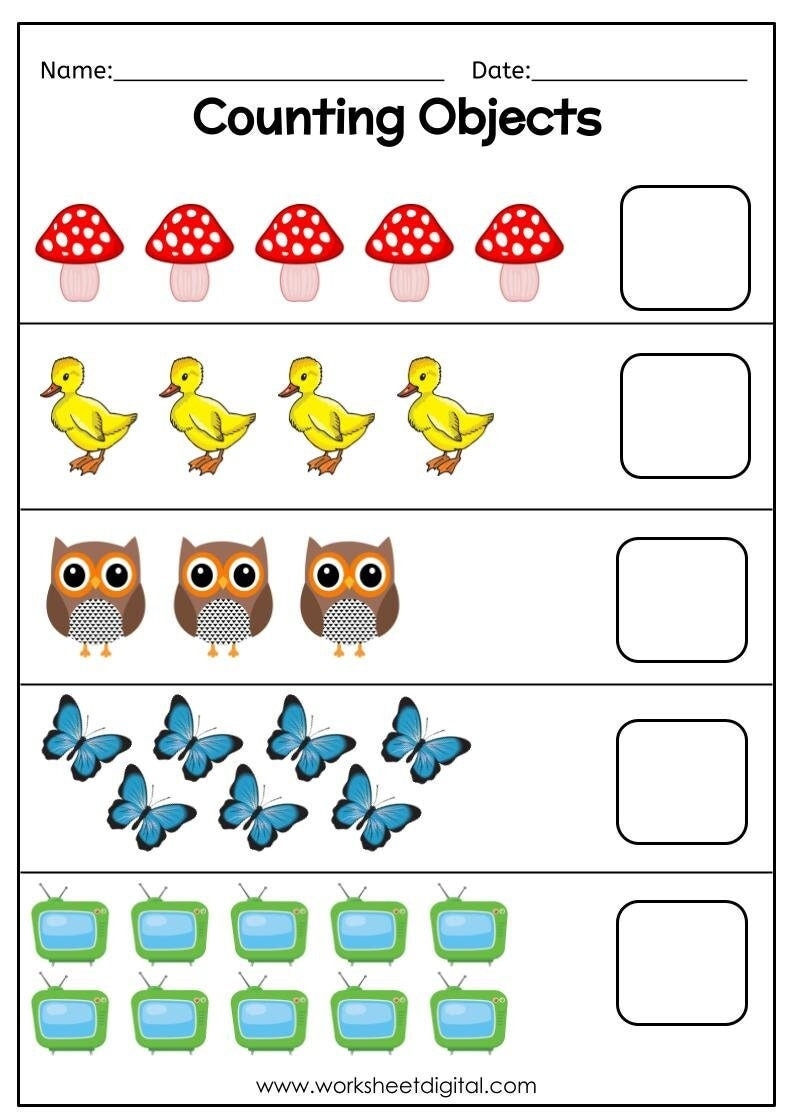 kindergarten counting worksheets 1-20