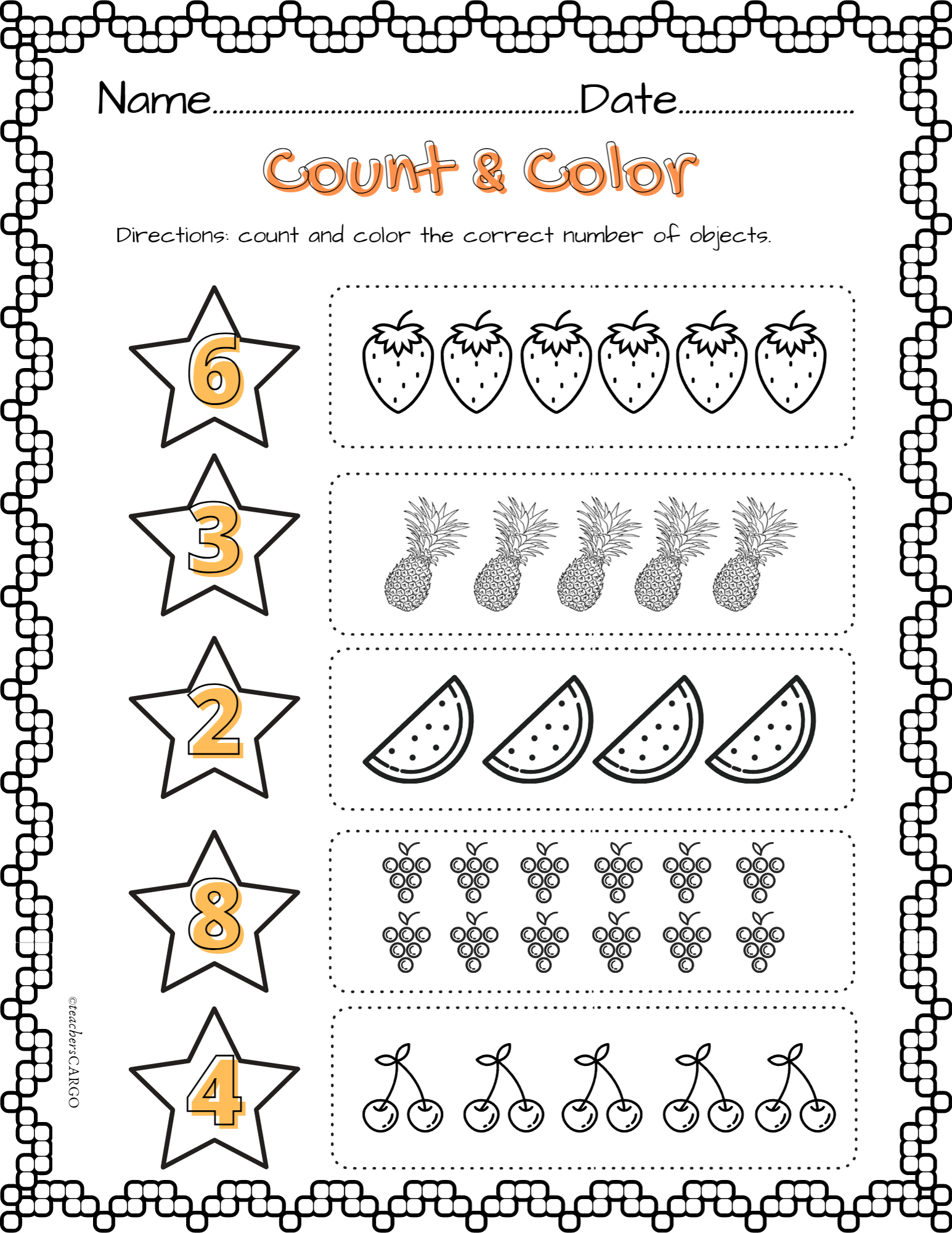 Counting Objects To 10 Count And Color Objects For Kindergarten Made By Teachers