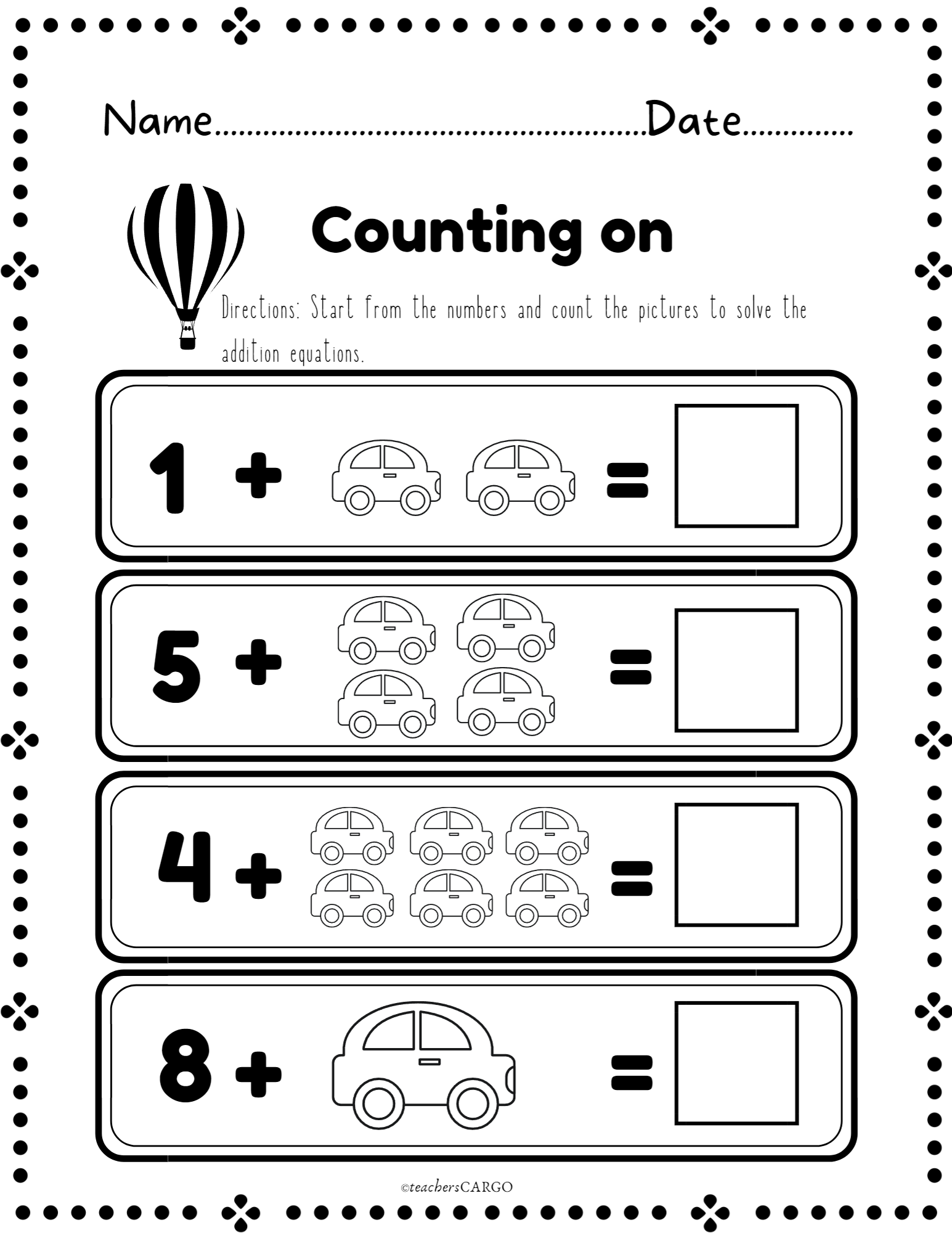 Counting On Strategy Counting On To Add For Kindergarten Made By Teachers
