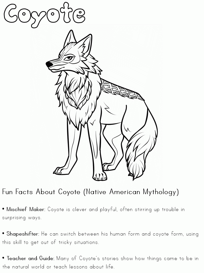 coloring page of a coyote