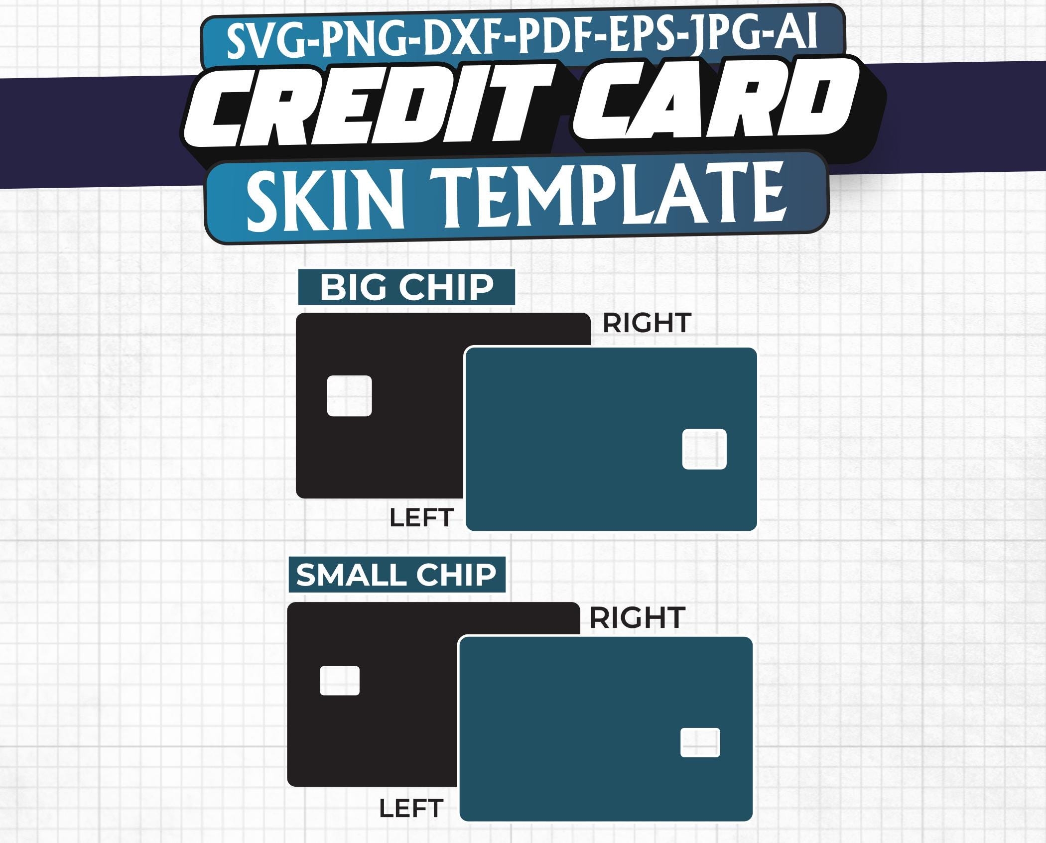 Credit Card Skin Template Chip No Chip Wraps digital Download Etsy