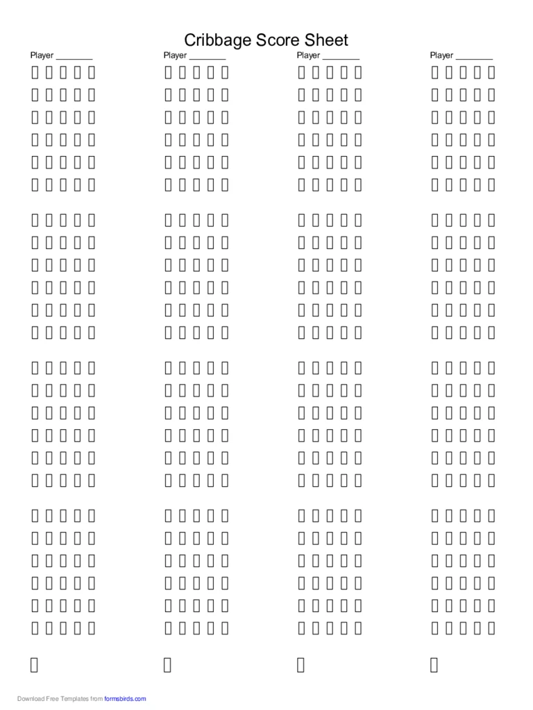 Cribbage Scoring Chart Cribbage Scoring Chart