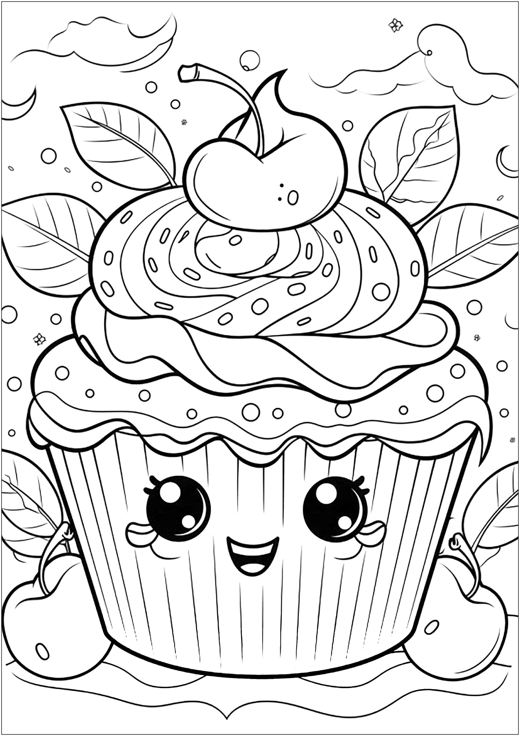 Cupcake Mignon Cupcake And Cake Coloring Pages For Kids