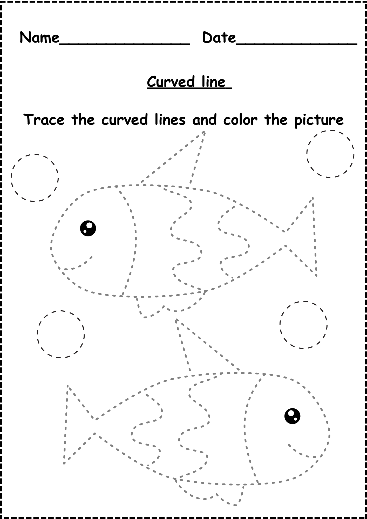 tracing worksheet for nursery