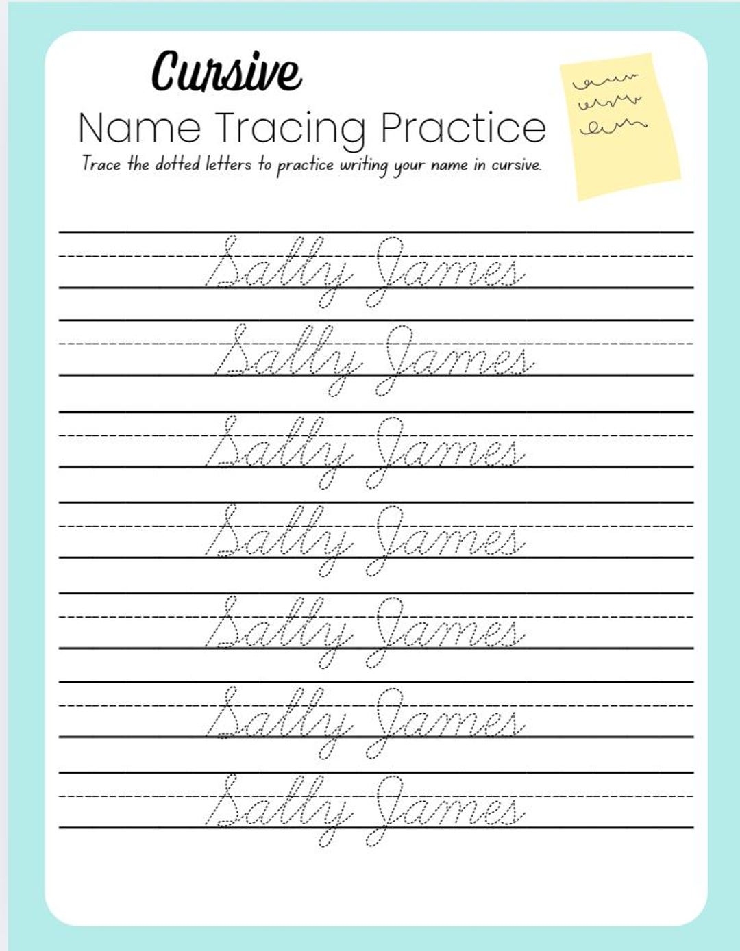 Custom Cursive Name Tracing Practice Worksheet Etsy Ireland
