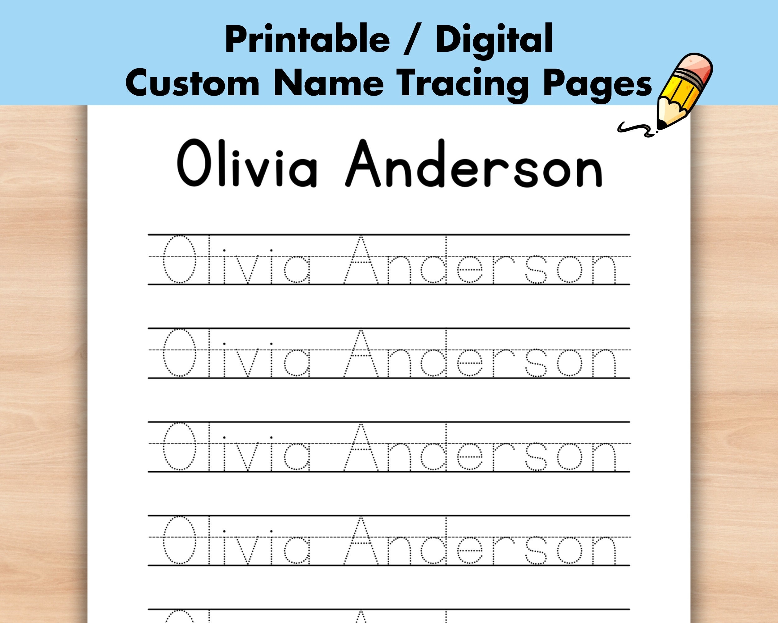 Custom Name Tracing Page Personalized Name Trace Handwriting Practice Worksheet Printable I Can Write My Name Prek Toddler Customizable Etsy