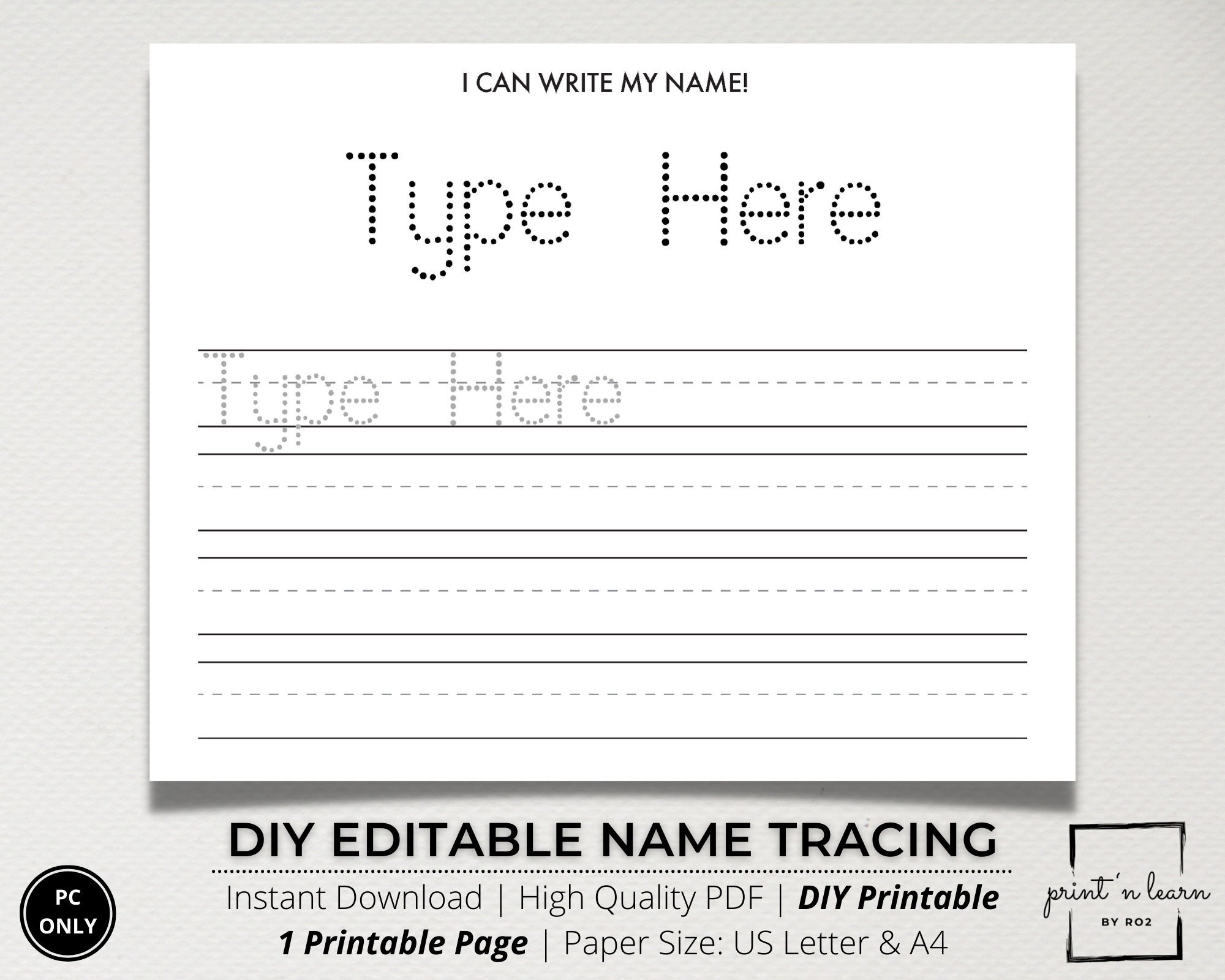 Custom Name Tracing Sheet Handwriting Practice Name Writing Name Worksheet Editable Name Tracing Name Trace Worksheet Printable DIY Etsy India