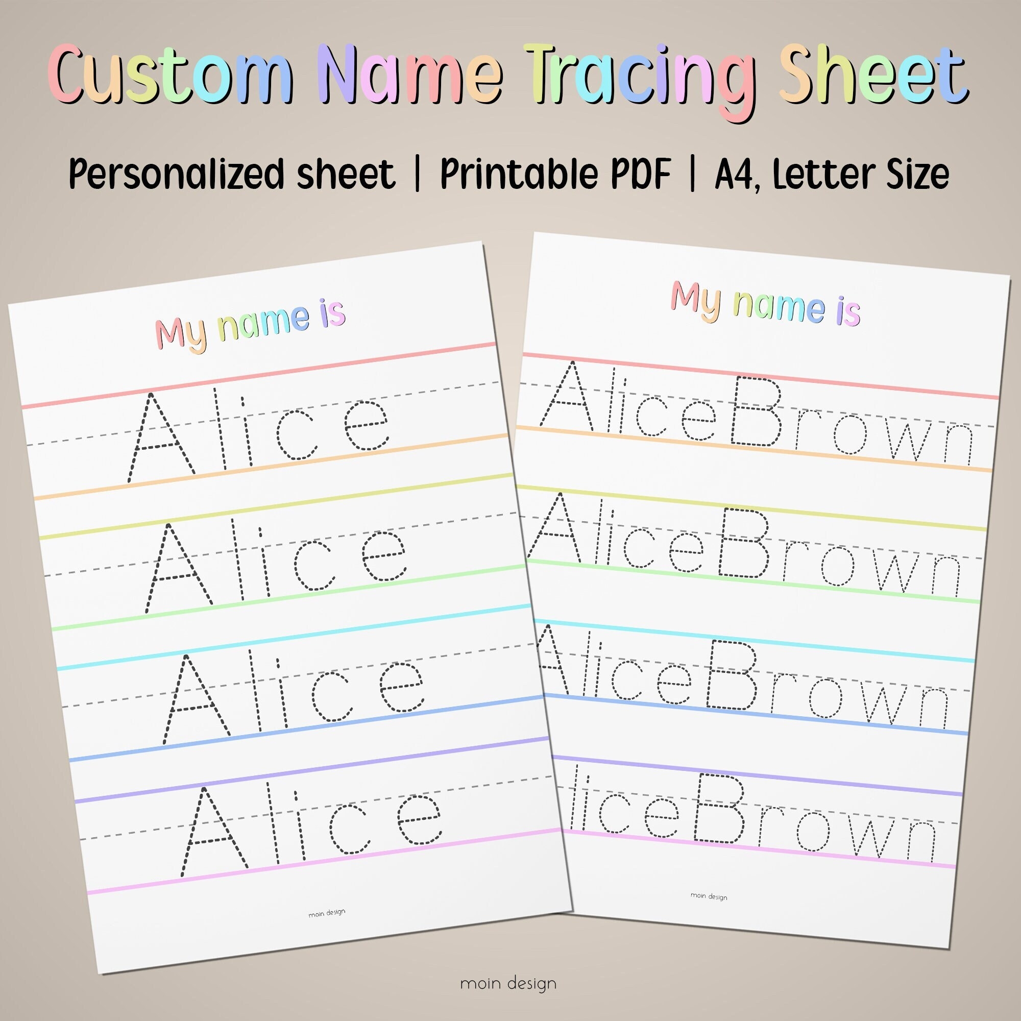 Custom Name Tracing Worksheet Personalized Handwriting Practice digital Download Etsy