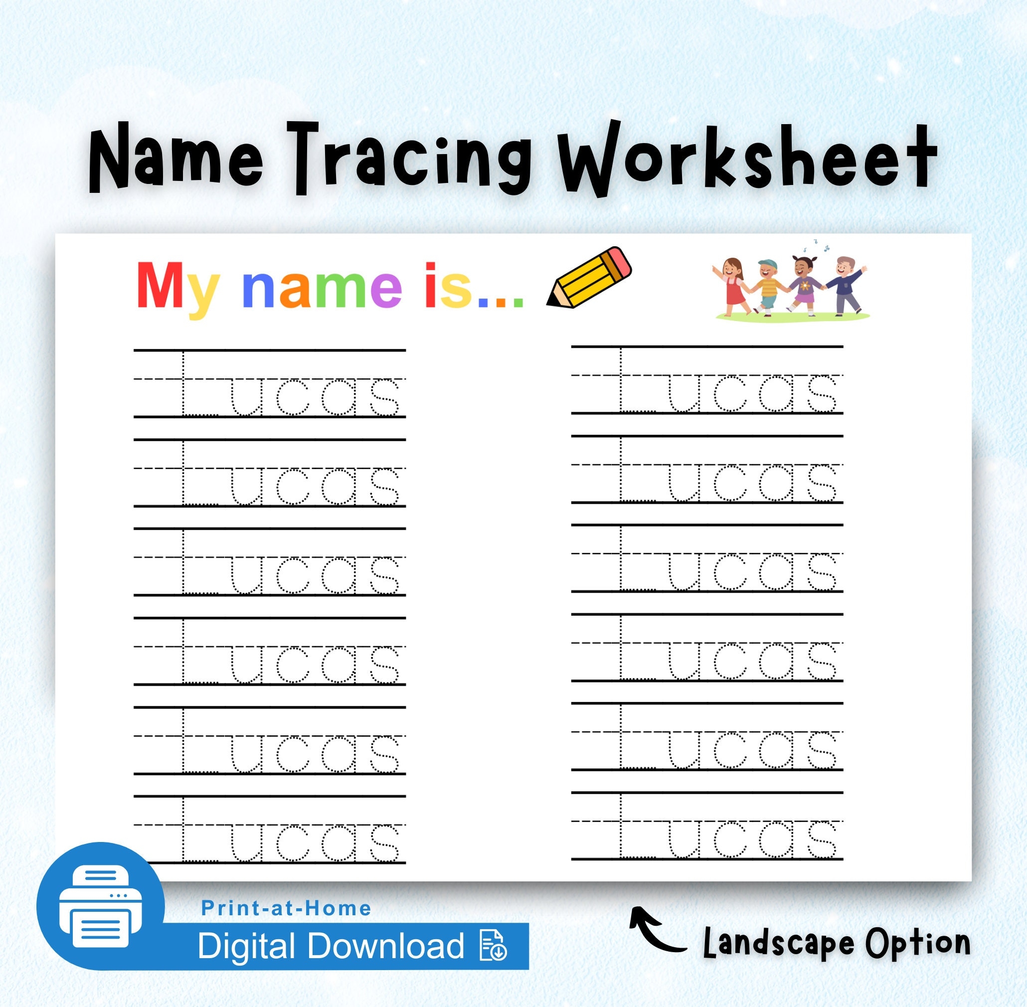 name tracing printables free