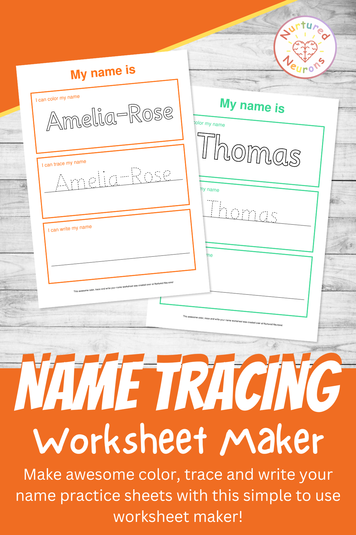 Custom Name Tracing Worksheets Color Trace And Write Printable PDFs Nurtured Neurons