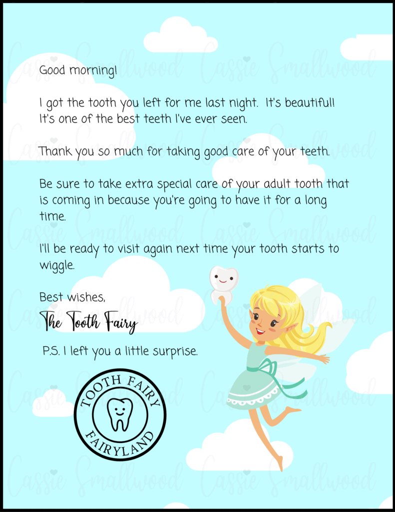 Cute Free Printable Tooth Fairy Letters Notes Cassie Smallwood