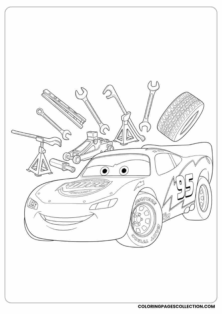 Cute Lightning McQueen Printable Coloring Pages