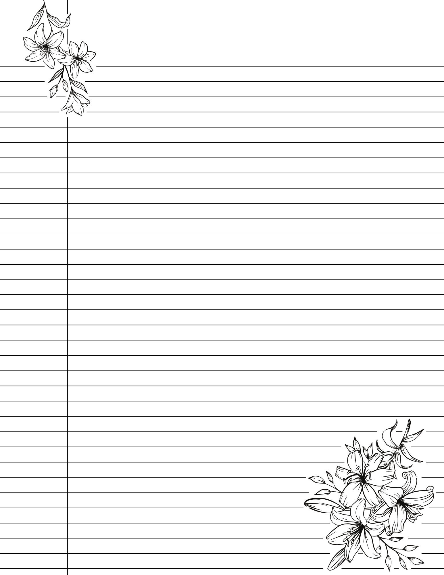 Cute Printable College Ruled Lined Notebook Paper With Margins Floral Lily Flower Design Double Sided Black White Easy Download Etsy Norway Cute Printable College Ruled Lined Notebook Paper With Margins Floral Lily Flower Design Double Sided Black White Easy Download Etsy Norway