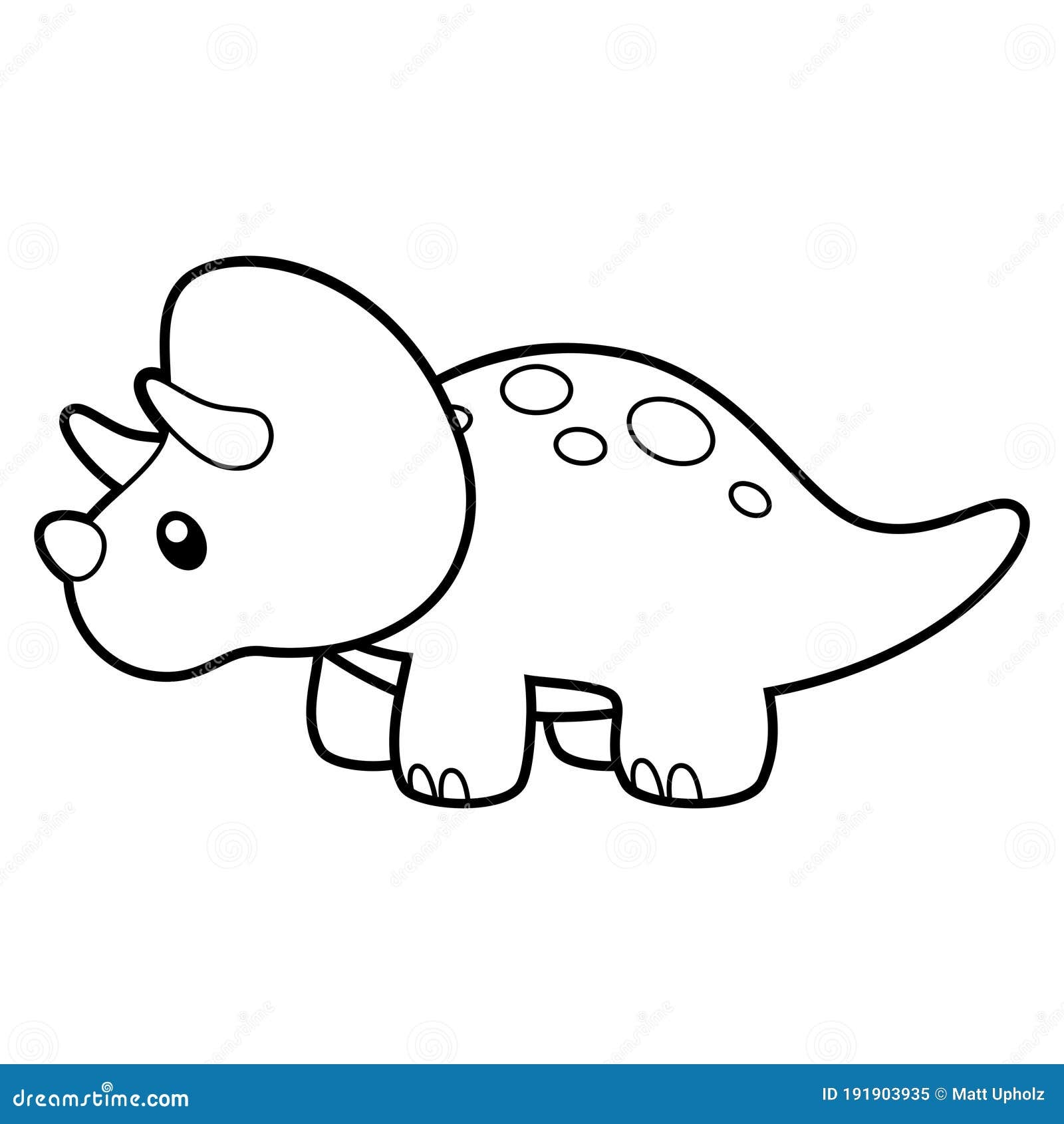 Cute Triceratops Coloring Page Vector Illustration On White Stock Vector Illustration Of Large Isolated 191903935